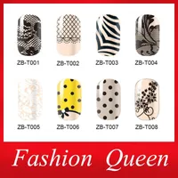 Nyaste nagelkonst klistermärken, 3sheets / lot lim smidig spets design full wrap nagelfolie patch, manicure nagel dekoration tillbehör