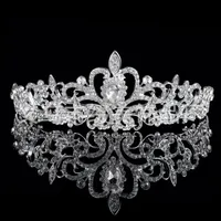 W magazynie Shining Zroszony Kryształy Korony ślubne 2015 Bridal Crystal Veil Tiara Crown Headband Akcesoria do włosów Party Wedding Tiara