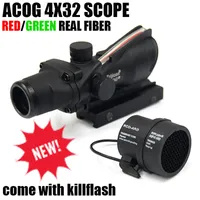 Tactical Trijicon ACOG 4x32 Fiber Optics Scope w/ Real Red/Green Fiber Crosshair Riflescopes come with Kill Flash