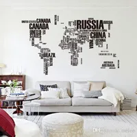 retail free shipping 2015 World Map Wall Sticker Map for Learning Study intersting Black Wall Decor Art words Vinyl Wall Decals 60*90cm*2