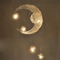 Aluminium Draad Moon Star Featured Hanglampen met 5 lichten G4 Verlichting Maan Hanglampen Kroonluchters Blubs