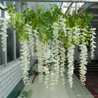 2015 Hot Selling Elegant Bulk Silk Flowers Bush Wisteria Garland Hanging Ornament For Garden Home Wedding Decoration Supplies