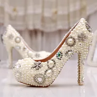 Venta al por mayor increíbles elegantes marfil perla Party Prom Shoes diseño personalizado envío gratis Wedding Bridal Shoes cumpleaños Party Pumps