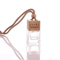 100 stks / partij lege duidelijk frosted glas aroma fles opknoping aromatherapie essentiële olie glazen flessen auto parfum fles 6 ml groothandel