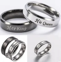 Bague Anel Kobiety Mężczyźni Pary Biżuteria Titanium Steel Królowa Obietnica Ślubna Pierścienie Prezenty dla miłośników