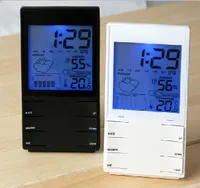 Mode indoor HTC-2S hoge precisie 3.4 "LCD elektronische hygrometer thermometer met kalender wekker met dubbele sensoren zwart wit
