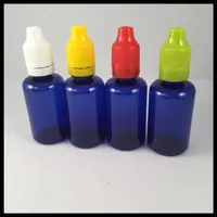 30 ml E Liquid Bottle Blue PET-fles met kinderproof tamper cap en lange dunne tip druppelaar e cig plastic e vloeibare fles