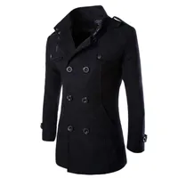 가을 - 패션 겨울 남성 재킷 및 코트 더플 코트 세련된 영국 스타일 싱글 브레스트 망 완두 코트 양모 트렌치 코트
