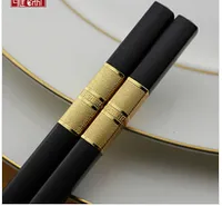 Palillos chinos de la aleación del hotel de la Corea del grado de alta calidad Palillos creativos Palillos del comedor del hotel Palillos negros de oro de la plata