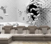 2017新しい熱い販売3Dアートは、カスタマイズされた大規模な壁画の壁紙ベッドルームのリビングルームのテレビの背景現代のファッションの白いレンガの壁紙
