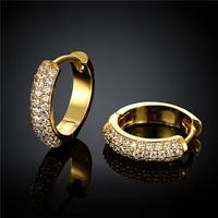 2015 New Design 18K gold plated swiss CZ diamond small hoop earrings fashion jewelry Free shipping beautiful wedding gift for sexy woman