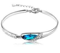 Joyas de lujo de zafiro joyería de nuevo estilo encantos azul Austria Diamante Brazalete Pulsera 925 Sterling Silver Glass Shoes Mano Joyería