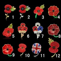 Royal British Legion Brooches Red Crystal Beautiful Stunning Poppy Flower Brooches Pins per Lady Donne Fashion Badge Spilla come principessa Kate