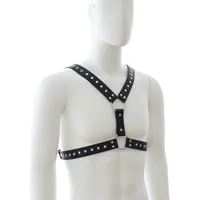 Sexy Gothic Cuoio maschile Bondage Body Harness Goth Strap Cinture Mighty Studded Costume Fancy Wild Man Dress BDSM Sessuale Play