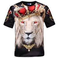 Vente en gros - Nouvelle mode Femmes hommes HIP HOP CROWN LION Impression T-shirt T-shirt Compression Mens 3D Swag Tshirt Homme Marque Vêtements pour hommes