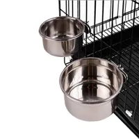 Stainless Steel Cage Coop Cup Bolt Clamp Hanger Bird Cat Dog Puppy Crate Bowl High Quality Silve