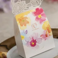 チョコレートフォアボックスフラワーウェディングキャンディーホルダーロマンチックな結婚式の装飾キャンディボックス小さいサイズレーザーカット紙の好意