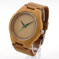 Mais novo Natural Verde Segunda Mão Analógico De Madeira Relógios Casuais de Quartzo Luxo Unisex Relógio com Caixa de Presentes Bobo Pássaro Aceitar Personalização OEM