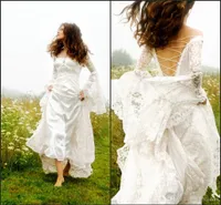 2019 Suknie ślubne Custom Made Gothic Celtic Wedding Dress Bell Sleeve Lace Up Gorset Średniowieczna suknia ślubna