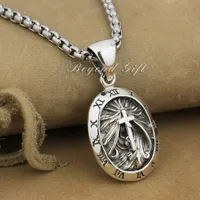 Рим часы круглый 92,5% стерлингового серебра кулон крест панк ювелирные изделия 9r007 (ожерелье 24inch)