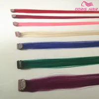 Mix renkler İnsan saç Saç Uzantıları içinde 10 adet renkli klip PEMBE MAVI BURG MOR Remy Saç ürünleri Ücretsiz klip üzerinde Klip