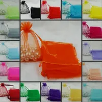 ¡Venta caliente! 100 unids Nuevo Organza Wedding Party Favor Gift Gift Candy Bags 7x9cm 15 color