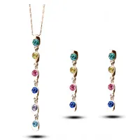 Il più nuovo modello nappe collana lunga orecchini 18kgp gioielli ciondolo in lega per le donne migliori set di gioielli 1426