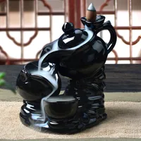 Al por mayor-Ornamentos creativos de cerámica de fumar Backflow Incienso Torre Incensario Incienso Fushoushan Yannian incienso Quemador reloj antiguo
