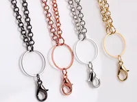 Partihandel 10st / Lot Metal Long Floating Locket Chain / Necklace Fit för magnetisk glas Charms Locket Pendant