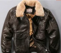 Lamb fur collar A2 flying jacket AVIREXFLY flight leather jackets 100% sheepskin genuine leather bomber jacket