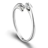 Darmowa Wysyłka 925 Sterling Silver Ring Telestezje Podwójne Kryształ Open Design Proste obrączki Kobieta Biżuteria EH128