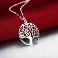 Perder dinero Promociones! 925 joyas color plata collares colgantes El árbol de la vida collares populares joias SMTN802