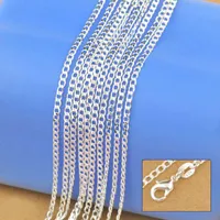S925 Sterling Silver Plated Halsband Äkta kedja Fast smycken för kvinnor 16-30 inches Fashion Curbwith Hummer Clasps Gratis frakt