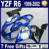 Nadwozie dla Yamaha YZF600 98-02 Biały Blue Black Fouring Kit YZFR6 YZF-R6 1998 1999 2000 2001 2002 WŁAŚCICENIA USTAWY YZF600 VB88