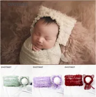 Dvotinst recém-nascido bebê fotografia adereços suaves lace bonnet chapéu + posando travesseiro conjunto fotografia acessórios estúdio atears foto adereços
