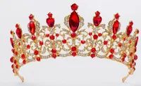 Bride Red Diamond Crown Walking Show Wedding Alloy Bride Headdress Hair Hoop