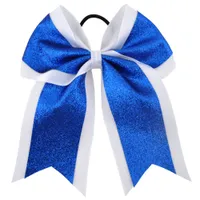 Lentejuelas de moda de 7 pulgadas Cheerleading Bow Bow Glitter Grosgrain Ribbon Arcos Banda Elástica Caballo Peluquería Para Niñas Y Wome