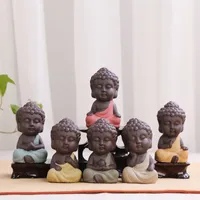 Little Ceramic Monk Figurine Buda Estatua Té Mascota Oriental Cultura Ornamento Artes de Home Artes Artesanía Decoración