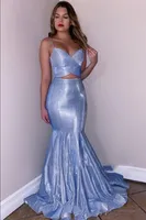 Trendy Metallic Mermaid Longo Prom Vestidos Criss-cross Correias Sparkly Formal Vestidos Abiti Eleganti