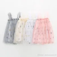 Ins Bebê Meninas Tutu Vestidos Crianças Sling Lantejoulas Star Saia Nova Partido Verão Elegante Cor Sólida Agaric Lace Skirt Skirt 4 Cores