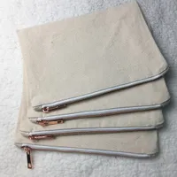 Plain Canvas Clutch Storage Bag med Rose Gold Zipper Bridesmaid Cosmetic Bag Pouch Blanks för Vinyl