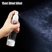 Mini Vakuumspray Flasche Kunststoff Reise Transparent Airless Pump Parfüm Kosmetische Taschenflasche 15ml 30ml 50ml
