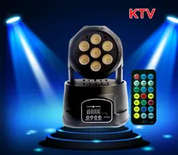 DJ機器7x10W RGBW LEDミニ移動ヘッドライトビームスポットウォッシュステージ照明ミキシングDMX512コントロールディスコDJクリスマスパーティー効果DHL