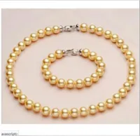 Ogromny 12mm Gorgeous South Sea Round Gold Shell Pearl Necklace 18inchbracelet 8 "