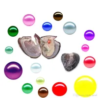 2020 neue DIY 25 Farben runde Akoya einzelne Perlen Austern, natürliche 6-7mm, einzeln verpackt, große Party Geschenk rote Schale Muschel