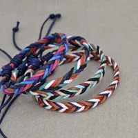 Braceletes tecidos da corda de algodão da corda de algodão da trança colorida da borda da corda de corda para o tamanho ajustável das mulheres ajustáveis