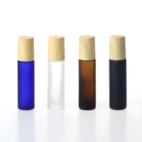 Матовый Черный Clear Blue Amber 10 мл Металлических Роликовых флаконы для эфирных масел Роллинг-3 OZ Шарикового стекла