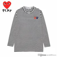 2018 Best Quality HOLIDAY Heart PLAY STRIPED MEN'S WOMEN COM DES GARCONS CDG PLAY RED HEART LONG SLEEVE T-SHIRT