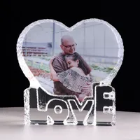 Customized Love Heart Crystal Photo Frame Personalized Picture Frame Wedding Gift for Guests Birthday Souvenir Valentine&#039;s Day