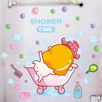 Cartoon Baby Shower Time Wall Sticker for baby rooms bathroom glass Home decoration Decals wallpaper shower cute stickers